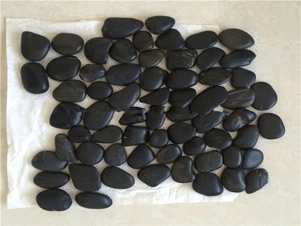 black pebble tile mosaic