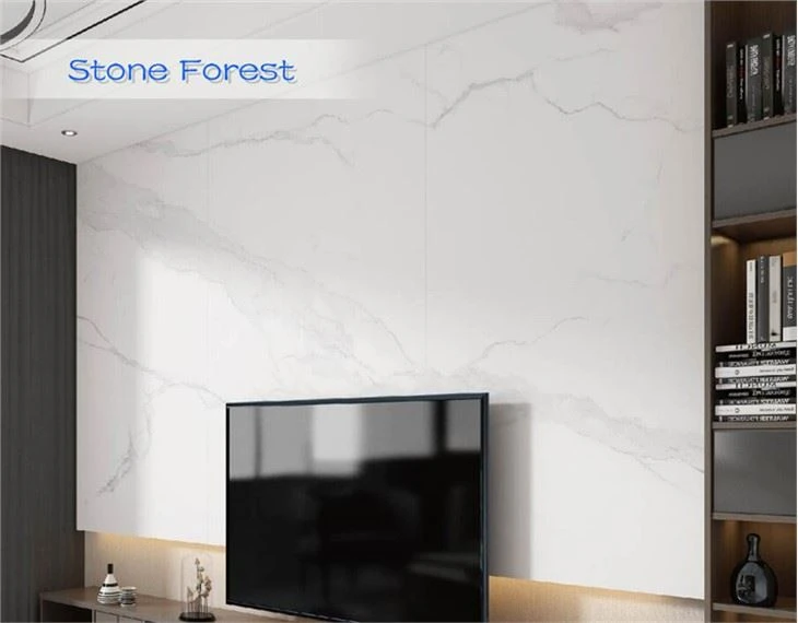 white calacatta porcelain slab for TV background
