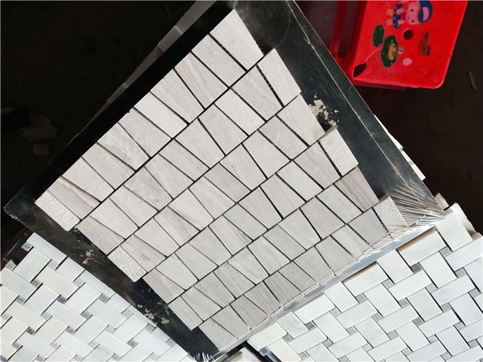 wooden white marble mosaic tiles