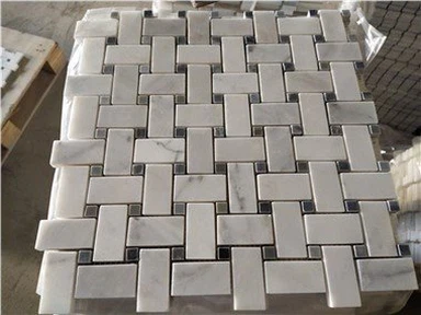 Hvid marmor basketweave mosaik
