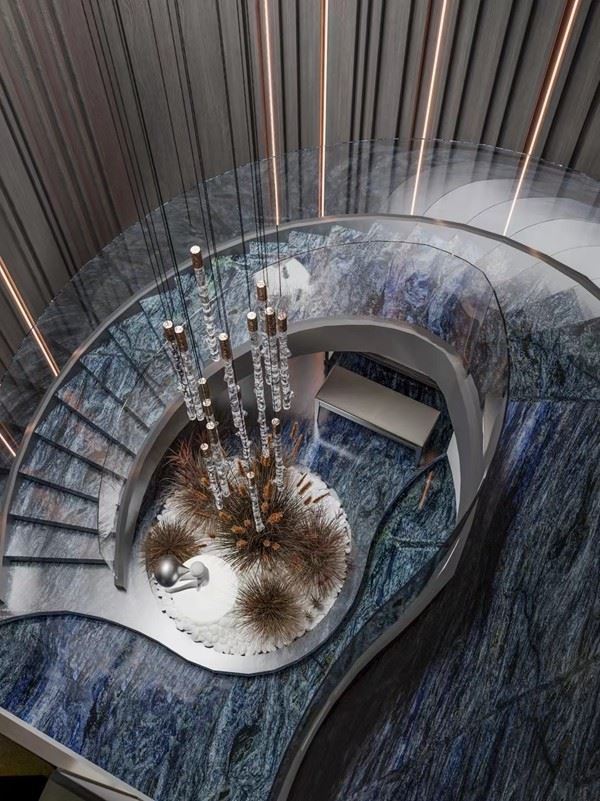 blue starry sky quartzite stairs