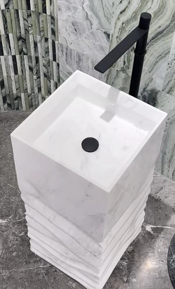 White Marble Pedestal Sink