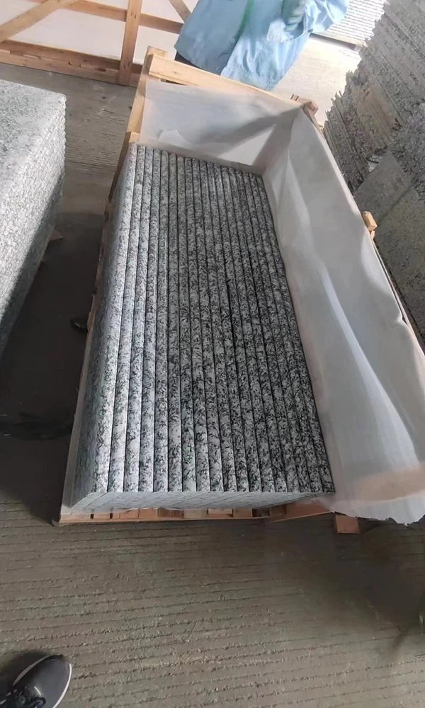 Spray White Granite staircase